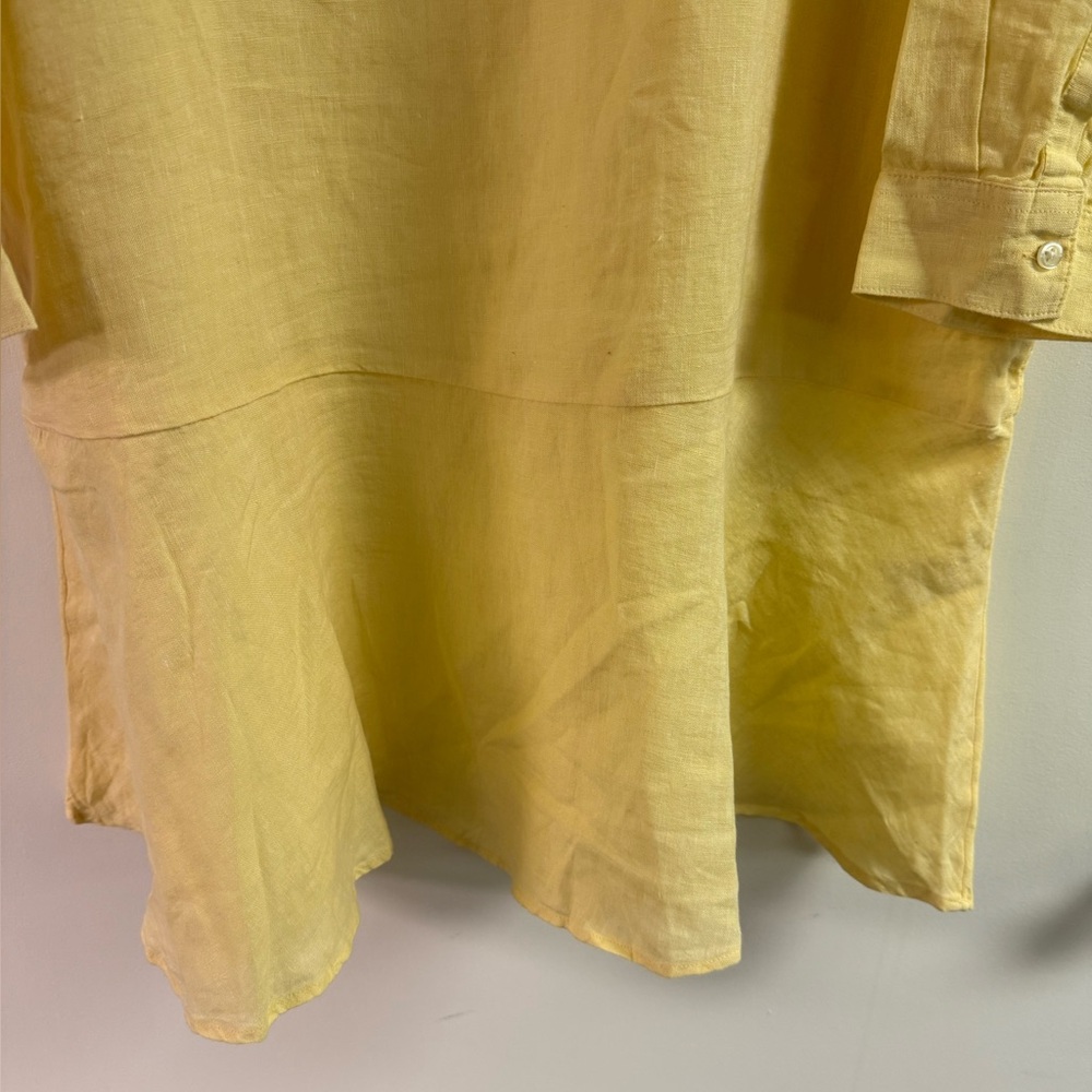 NWT Talbots Yellow 100% Linen Shirtdress Size L - Picture 6 of 8